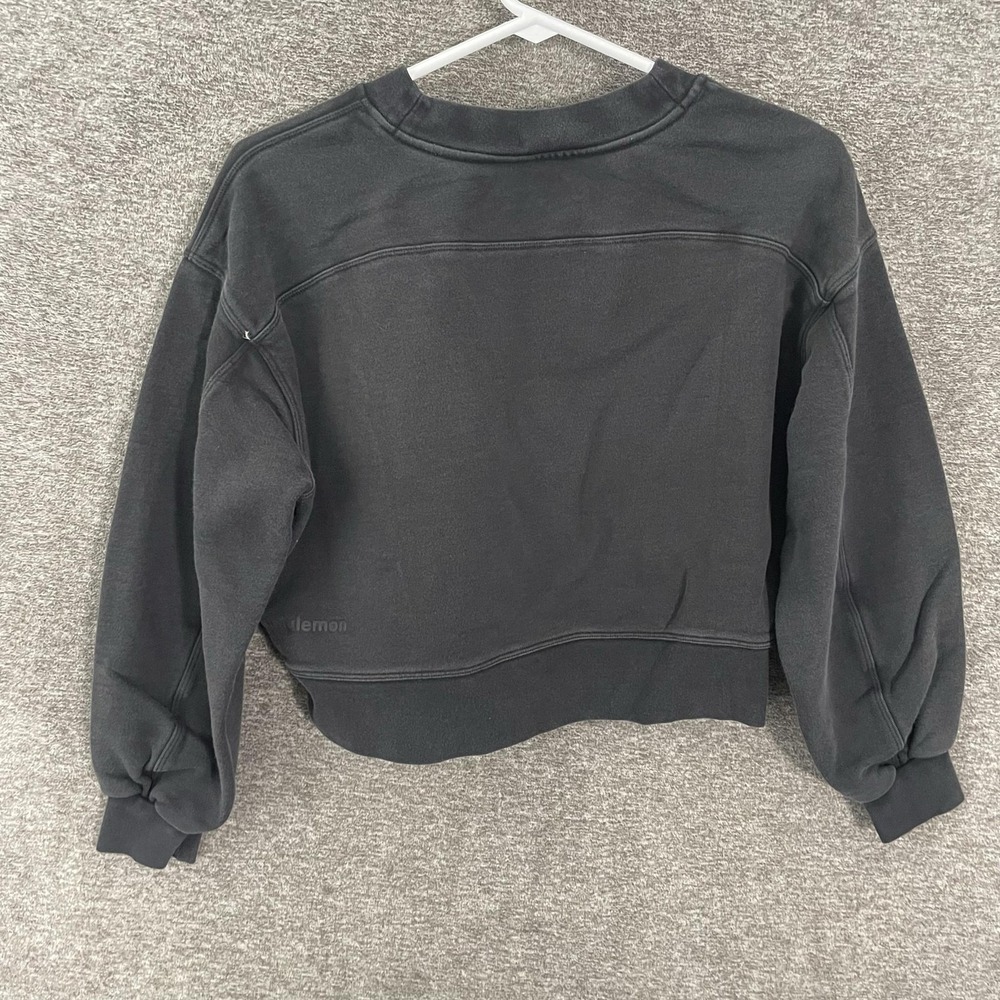 Lululemon Sweatshirt Womens XS/S Black Crewneck‎ Fleece Oversized Crop Pullover - Picture 5 of 7